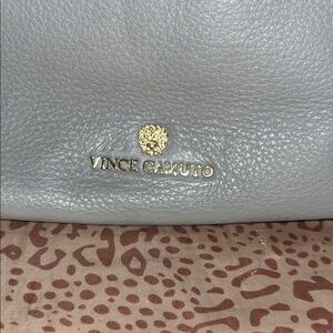 Vince Camuto Gold Accent Gray Leather Shoulder Bag